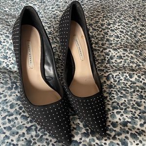 ZARA Suede Studded High Heel Pointy Toe Pumps